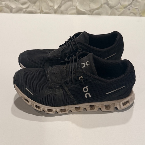 On Running Women's Black and White Sneakers - Picture 2 of 6